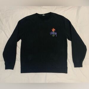 Stussy Water Flowers Crew Black Mens sz Large Pre-owned